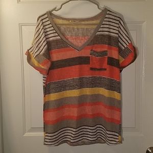 Flamingo Urban Striped Short Sleeve Teeshirt with Pocket